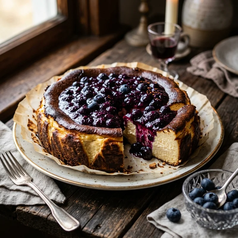 Burnt Cheesecake Blueberry Glaze