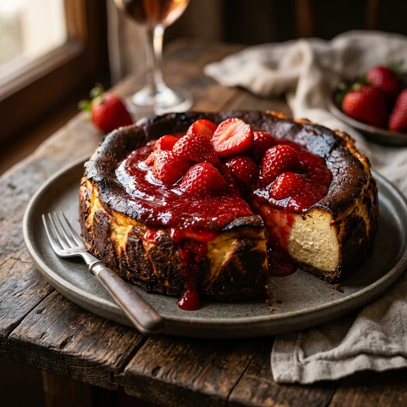 Burnt Cheesecake Strawberry Glaze