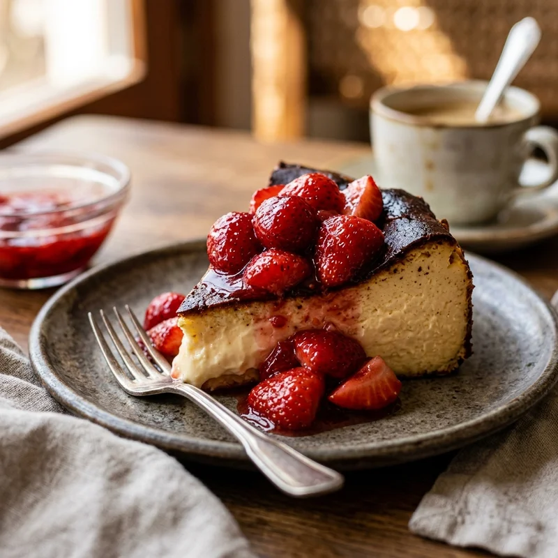 Burnt Cheesecake Strawberry Compote